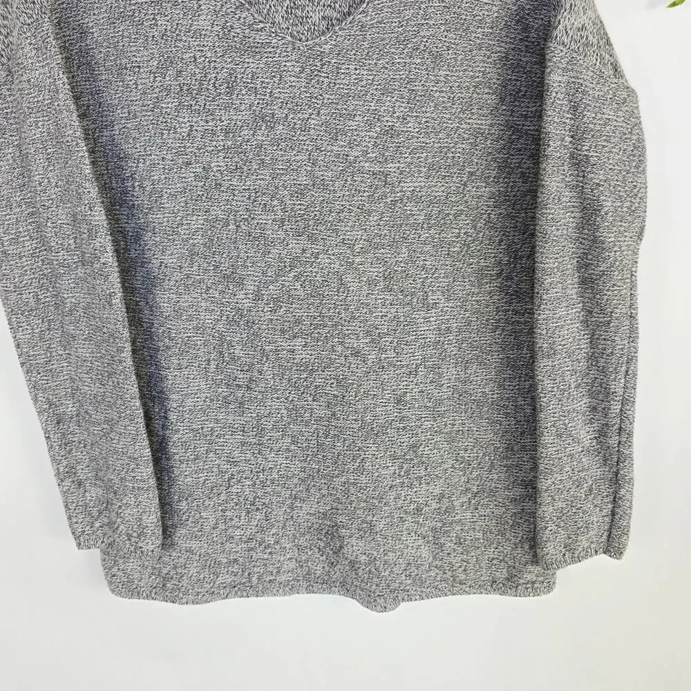 Old Navy Sweater XL Gray Marled V-Neck Knit Tunic Relaxed Minimalist Cozy Casual